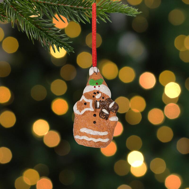Gingerbread Snowman with Star Christmas Ornament - 2.75"