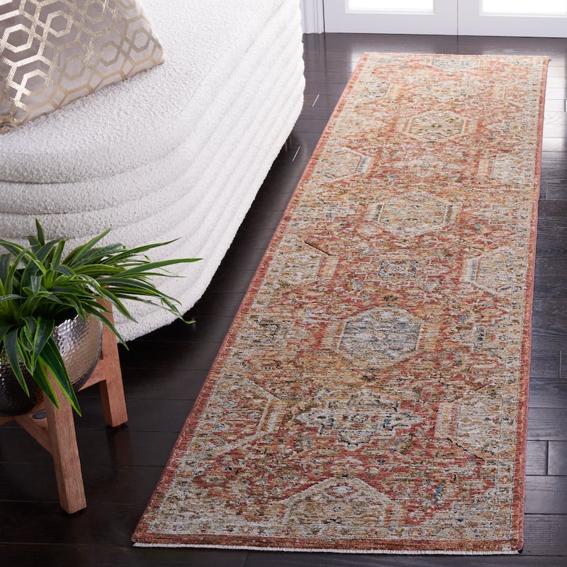 SAFAVIEH Silverado Zena Vintage Oriental Rug - 2' x 8' Runner - Rust/Blue