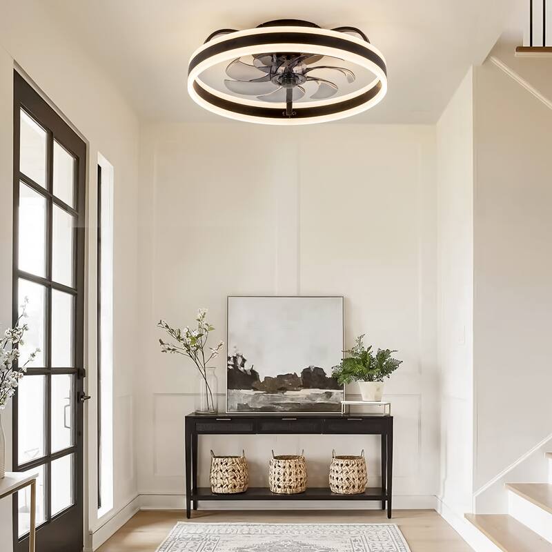 20-in Black Low Profile Ceiling Fan with Remote Control(7-blade)