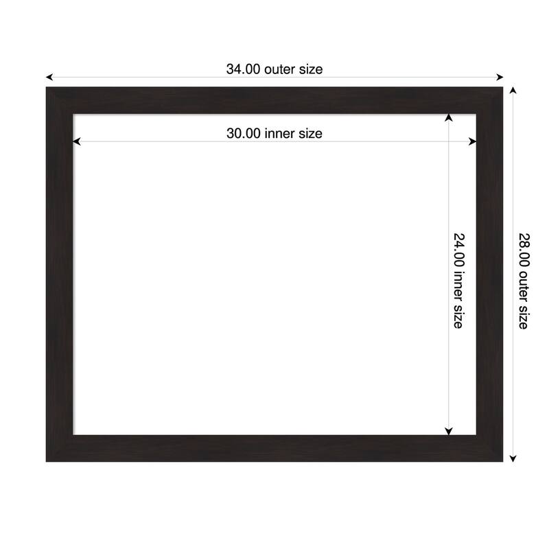 Amanti Art Furniture Espresso Narrow Framed Dry Erase Magnetic Board - 34 x 28 in