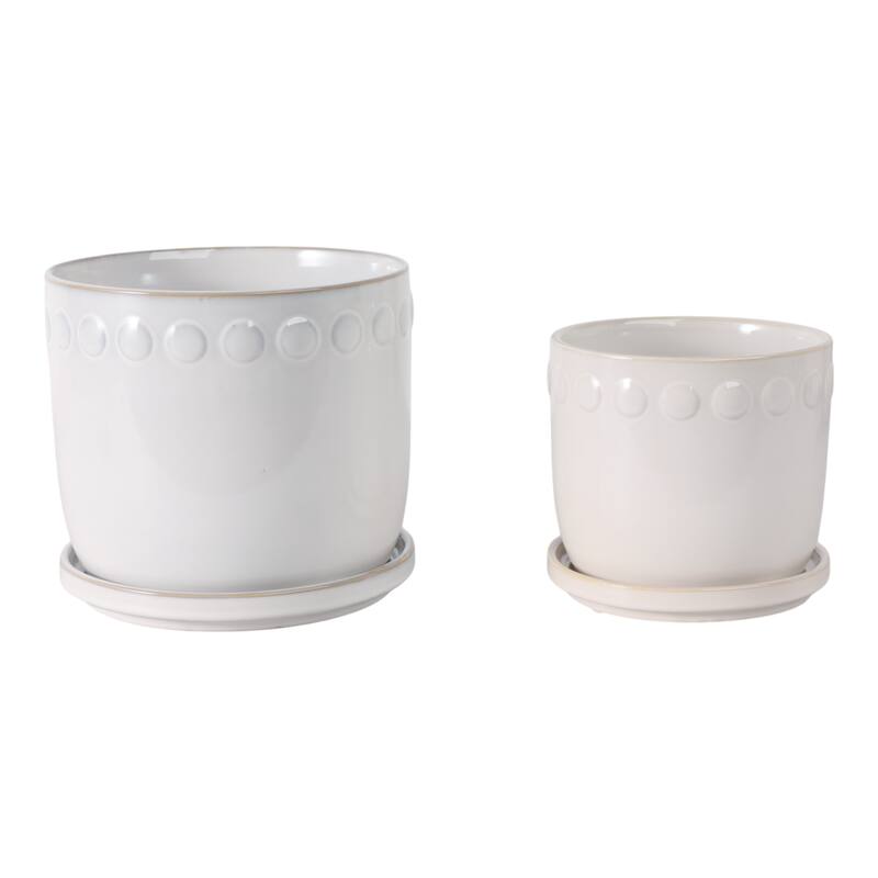 Ceramic Bubble Trim Flower Pots and Planters - Set of 2, 8",6" - 8.0"