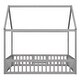 preview thumbnail 9 of 9, Full Size Montessori House Bed for Kids Boys Girls, Wooden Floor Bed with Fence Railings & Door, Easy Assembly, Grey