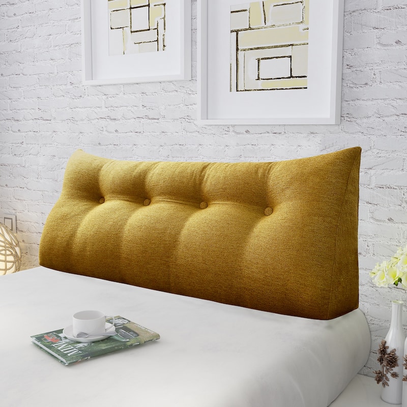 WOWMAX Bed Rest Wedge Reading Pillow Headboard Back Support Cushion - Full - Yellow