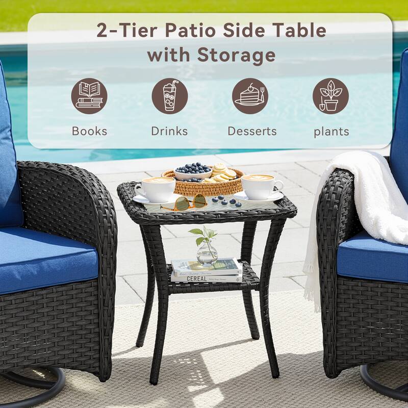 Pocassy Outdoor Patio Side Tables End Table for Swivel Chair