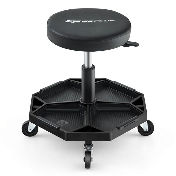 Costway Heavy-Duty Adjustable Height Rolling Stool with Tool Tray - See ...