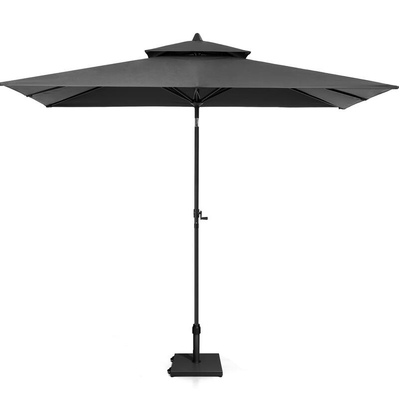 Pellebant 9 x 5 Ft Outdoor Double Top Market Umbrella with Wheels Base - Black