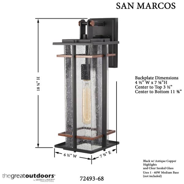 The Great Outdoors San Marcos Single Light 18-1/4" Tall Outdoor Wall