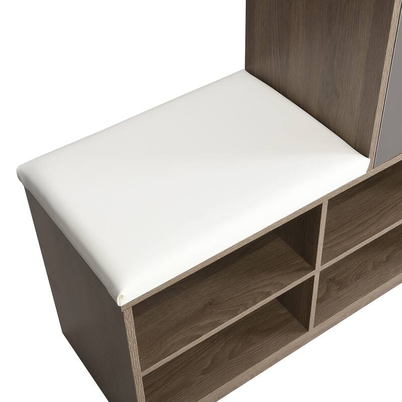 2-in-1 Shoe Storage Bench & Shoe Cabinets, Multi-functional Shoe Rack with Padded Seat