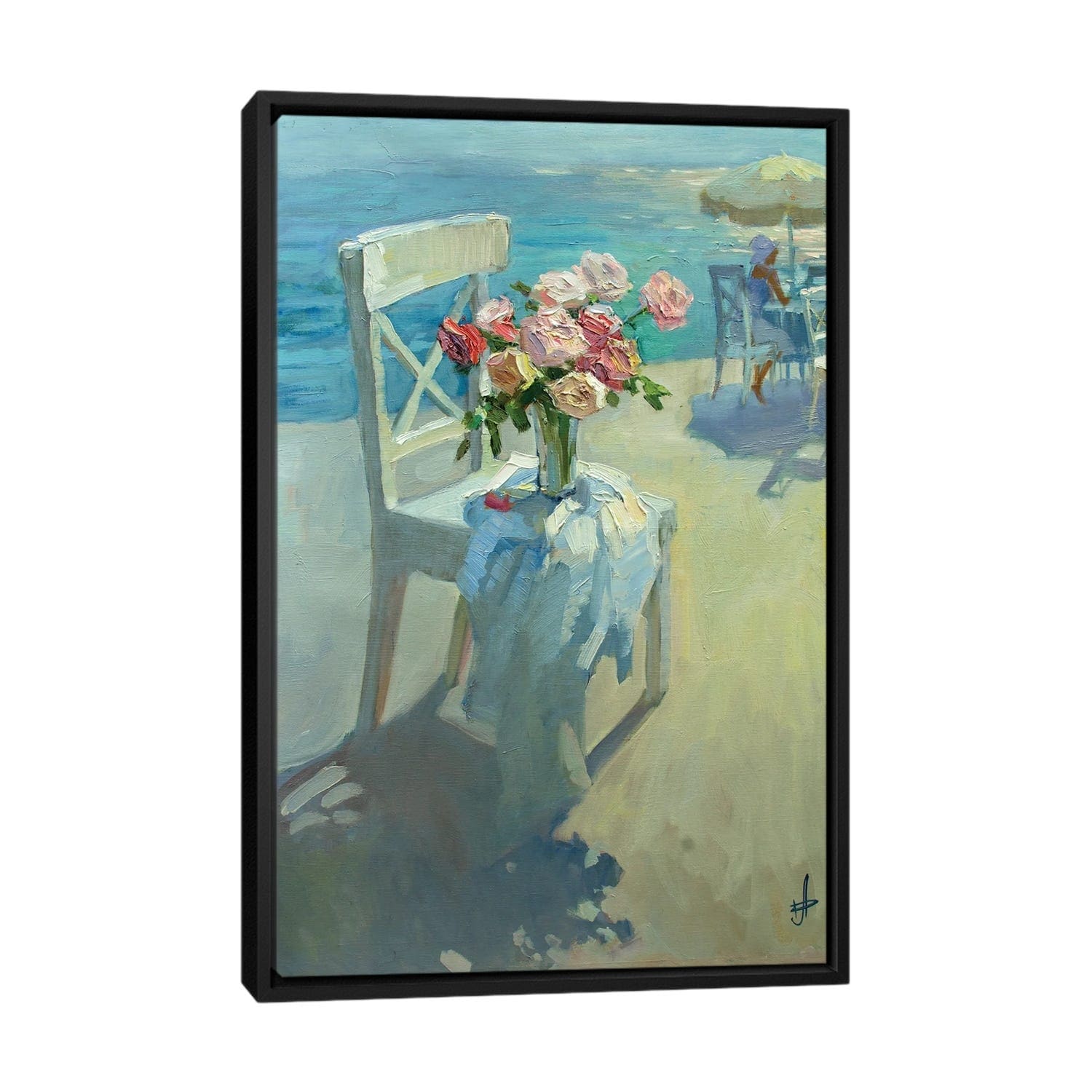 iCanvas "Cafe On The Beach" by CountessArt Framed Canvas Print