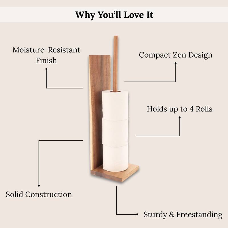 Acacia Freestanding Toilet Paper Holder - Brown - 5"L x 5"W x 19"H