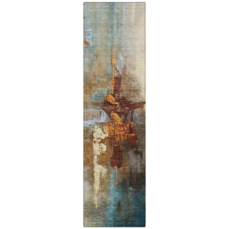 Machine Washable Indoor/Outdoor Modern Painters Touch Chantille Rug