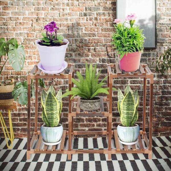 Plant Stand Wooden Plant Shelf (5 Pots) Bed Bath & Beyond 39869231