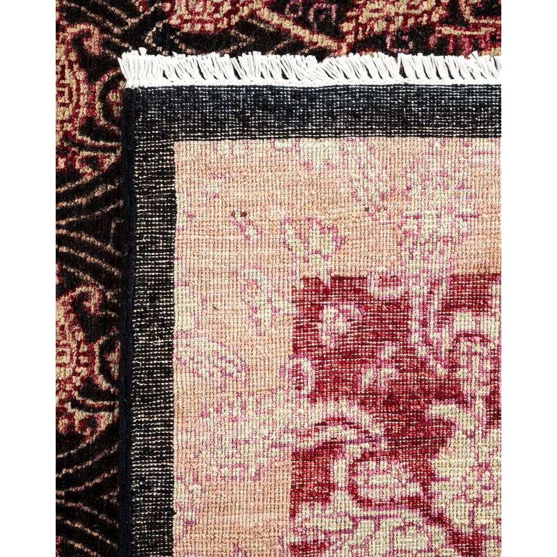Overton Hand Knotted Wool Vintage Inspired Modern Contemporary Suzani Black Area Rug - 4' 7" x 6' 2"