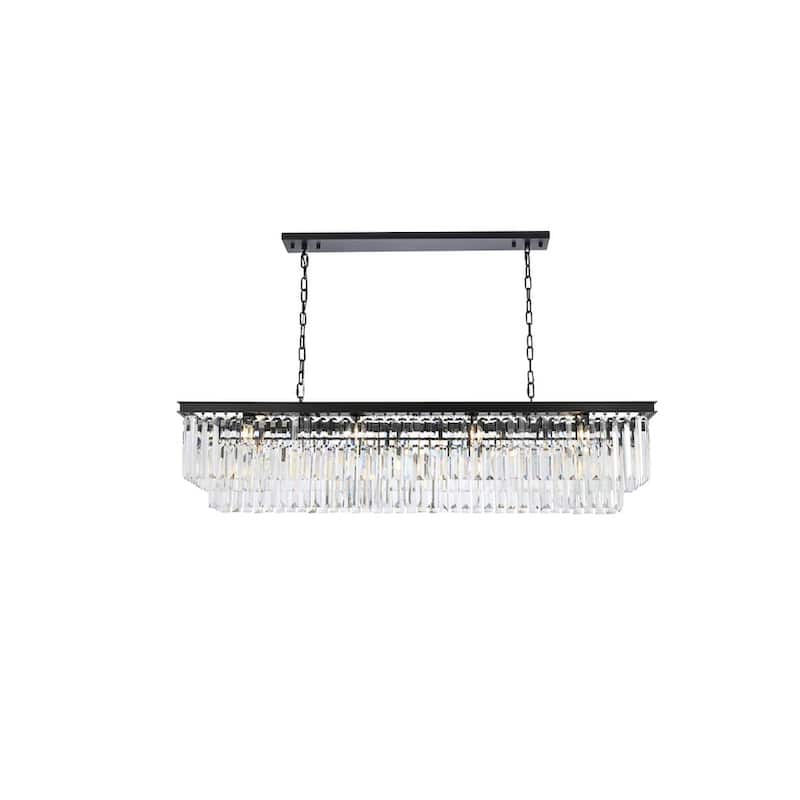 Royce Edge 12-Light Matte Black-Chandelier - matte black (royal cut clear crystals)
