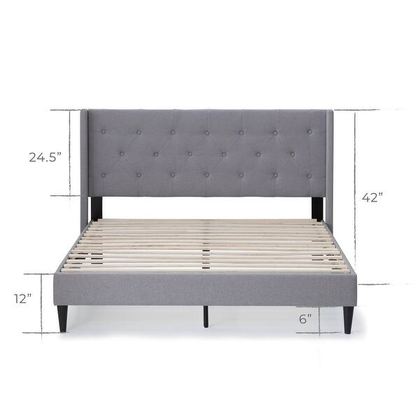 dimension image slide 5 of 6, Brookside Isabelle Button Tufted Wingback Upholstered Bed