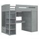 preview thumbnail 25 of 26, Twin Size Wood Loft Bed with Wardrobes, 4 Drawers and 4 Shelves