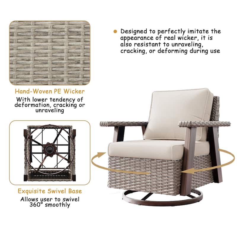 Cozywor Wicker Patio Outdoor Swivel Rocking Chair (Set of 2)