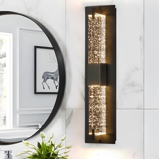 Modern Crystal Wall Sconce LED Bathroom Vanity Lighting Up Down Wall Light Black