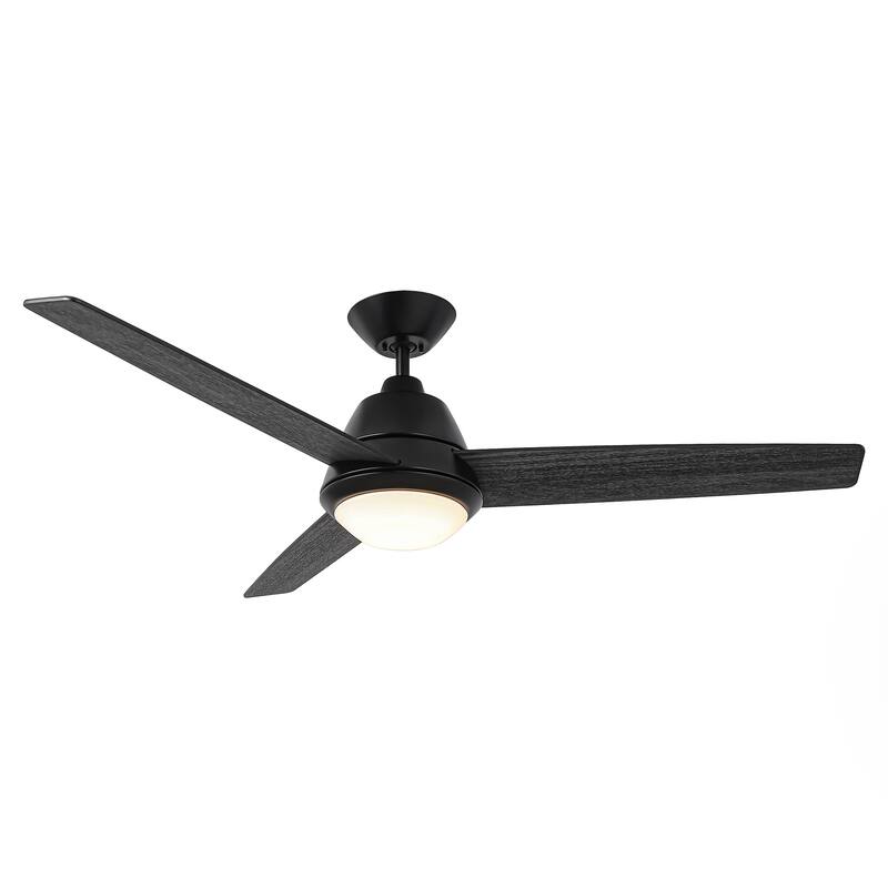 52-inch Modern Black Wooden Ceiling Fan with LED Light and Remote