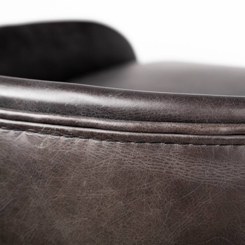 Hollyfield Black Genuine Leather Seat with Gold Metal Frame Counter Stool - 20"W x 19.8"D x 29"H