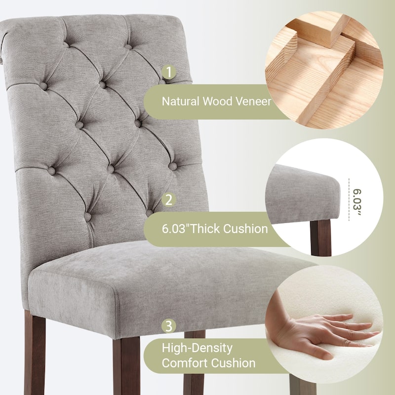 RENEWLINE Tufted Parsons Dining Side Chairs ,Upholstered Fabric Dining Chairs Kitchen Chairs with Padded Seat(Set Of 2)