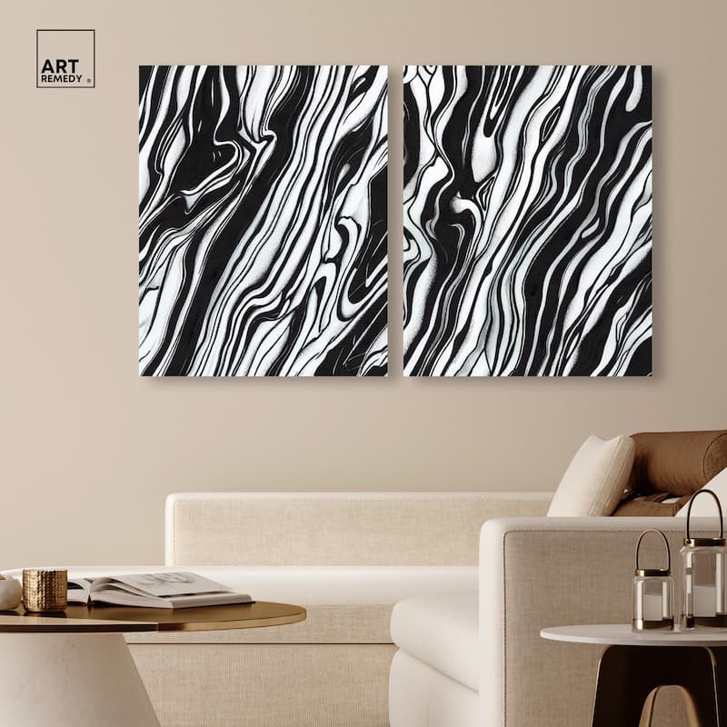 Abstract Lines Set Canvas Set of 2 by Art Remedy, Gallery Wrapped