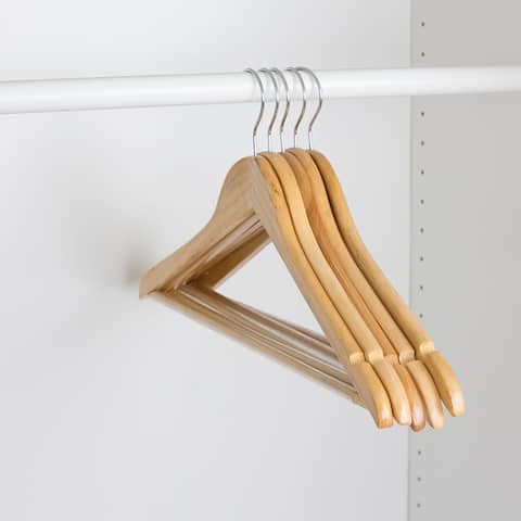 Non-Slip Wood Hanger, (Pack of 5), Natural