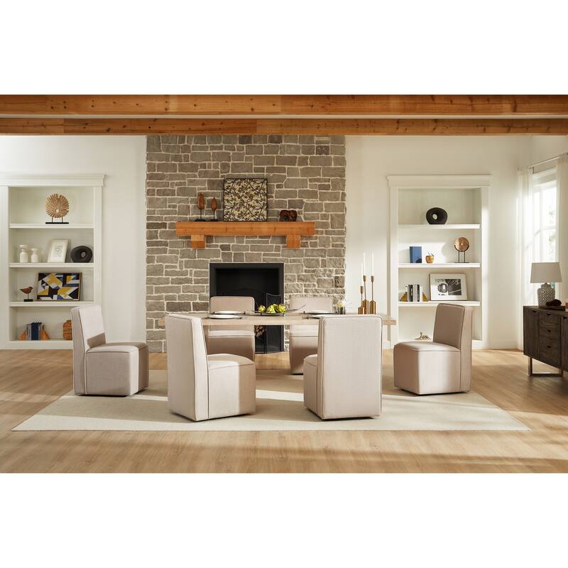 Modern 2 Piece Kitchen Dining Chair Set with Hidden Casters, Stain Resistant, Waterproof for Dining Room Kitchen Living Room - Grey
