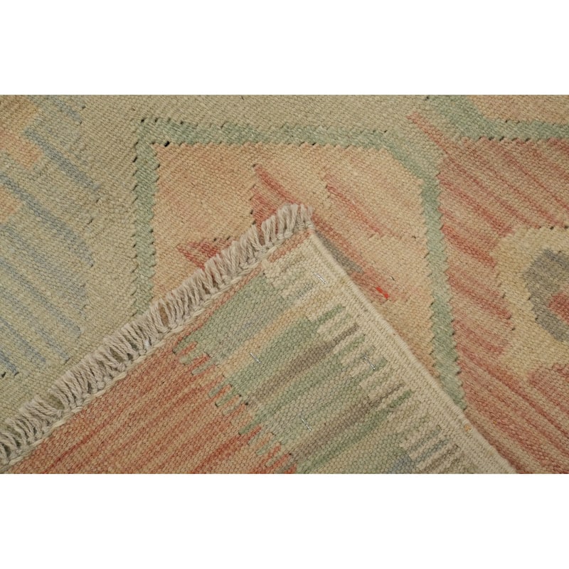 Hand Woven Oriental 100% Wool Carpet Southwestern Tribal Oranges & Rust Kilim Area Rug - 5' 8'' X 3' 11''