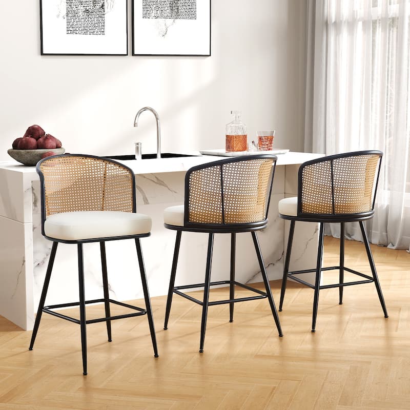 26"/29" Rattan Upholstered Bar Stool /Counter Stools Set of 2/3/4