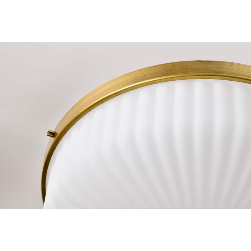 Solara Semi Flush Mount Natural Brass Finish Frosted Ribbed Glass - Natural Brass