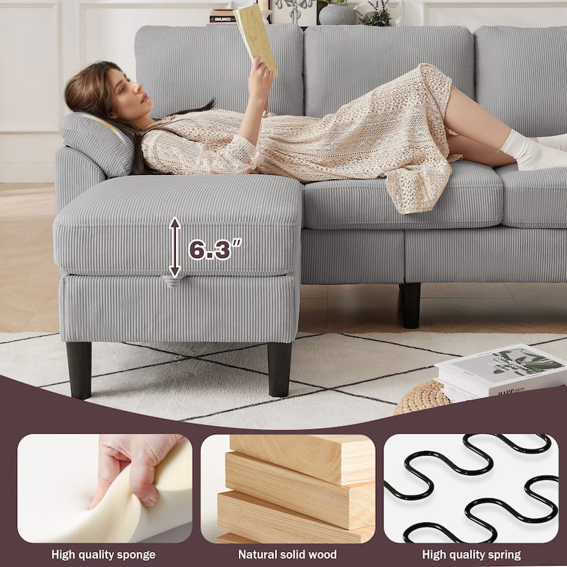 3-Piece Living Room Sectional Sofa Set with Loveseat and Ottoman