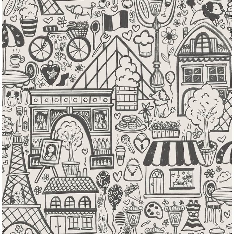 NuWallpaper Oui Paris Charcoal Peel & Stick Wallpaper