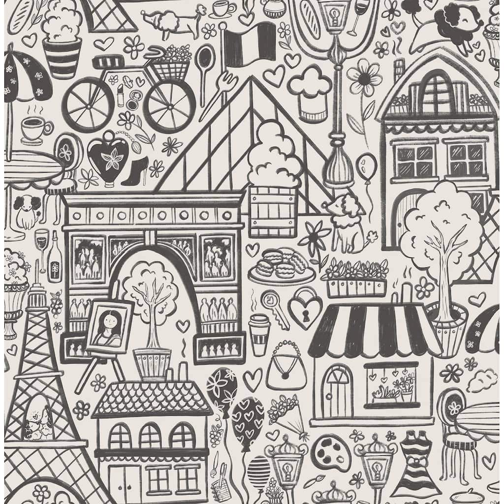 NuWallpaper Oui Paris Charcoal Peel & Stick Wallpaper