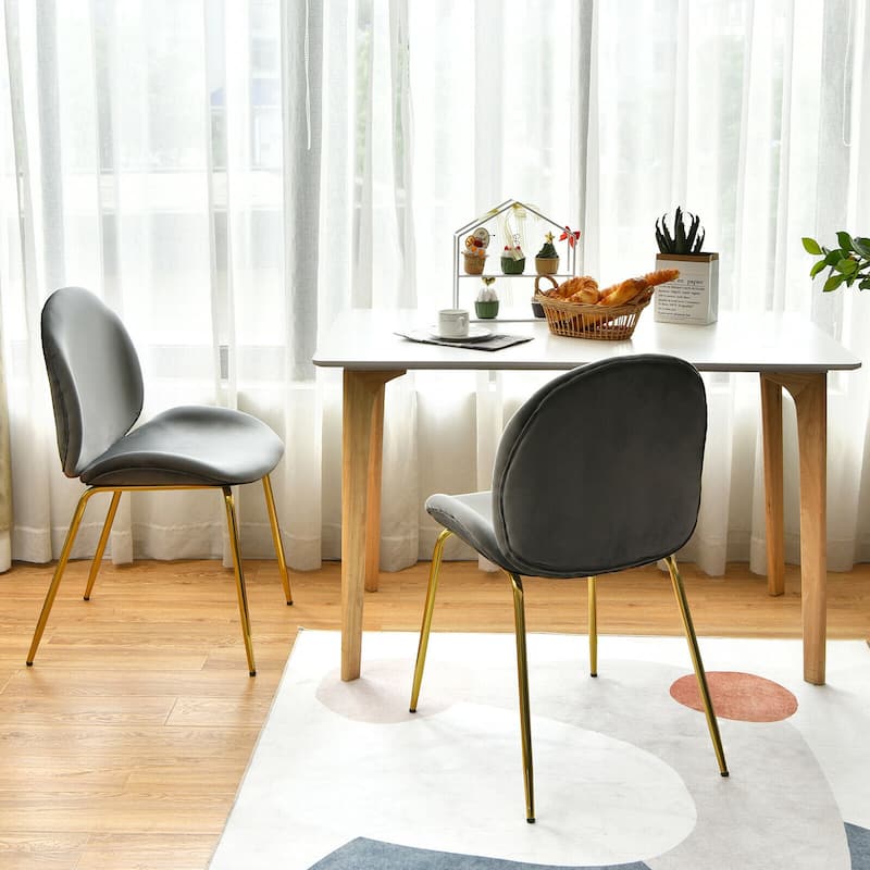 Gymax 4PCS Velvet Dining Chair Accent Leisure Chair Armless Side Chair - See Details