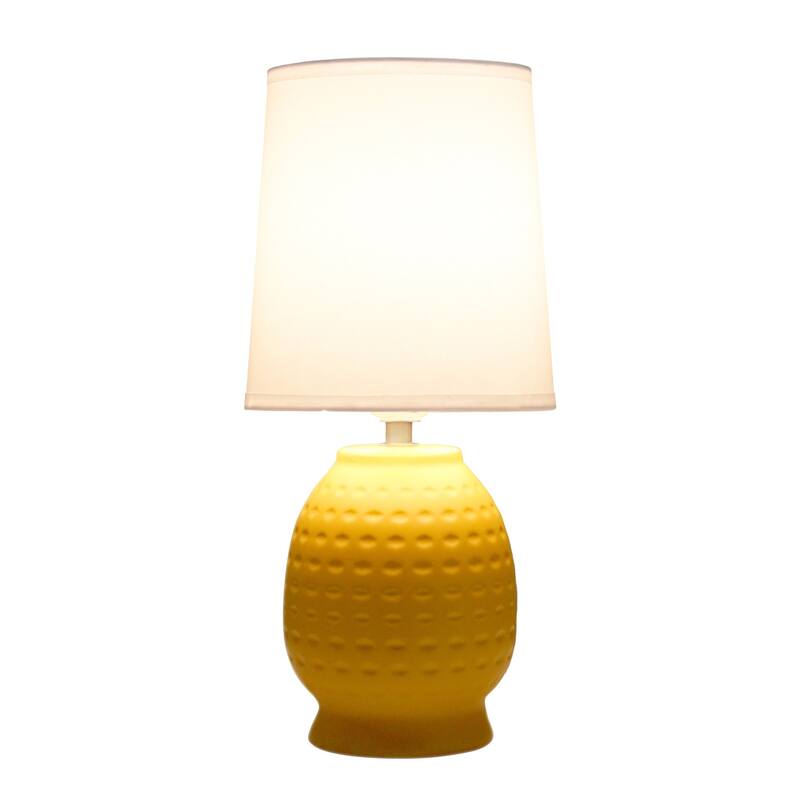 Petite Dimpled Ceramic Table Lamp with Tapered Shade - 12.5" - Yellow