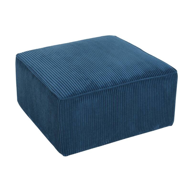 Upholstered Square Ottoman - Navy Blue Modern Home Accent