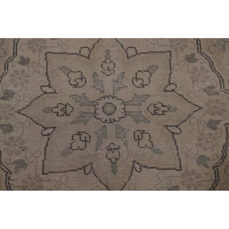 Hand Knotted Oriental 100% Wool Carpet Traditional Floral Beige & Ivories Tabriz Area Rug - 12' 5'' X 9' 7''