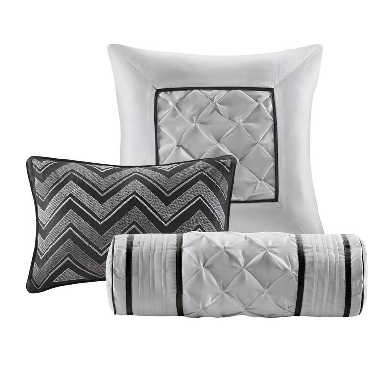 GDF Studio - Laurel 7-Piece Tufted Comforter Set with Decorative Pillows