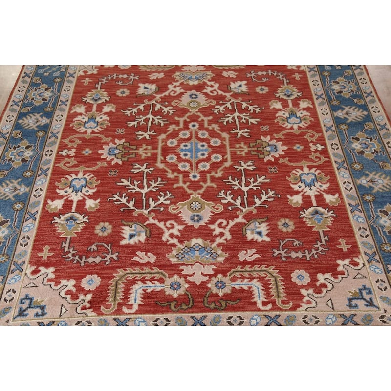 Oushak Oriental Area Rug Hand-Knotted Wool Carpet - 8'1"x 9'11"