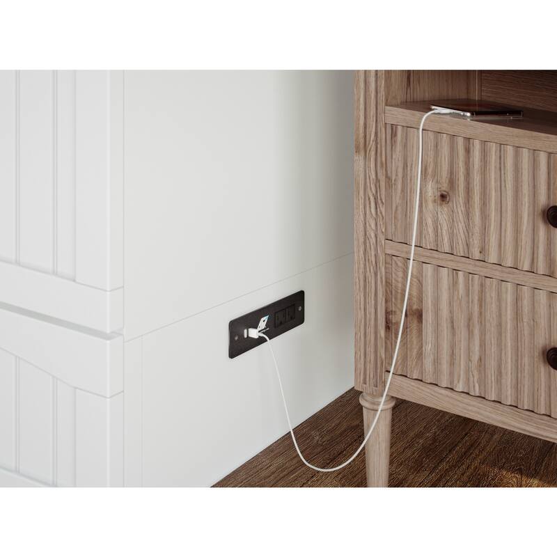 Murphy Bed Chest Solid Wood Modern Bed with Mattress & Storage - White Finish