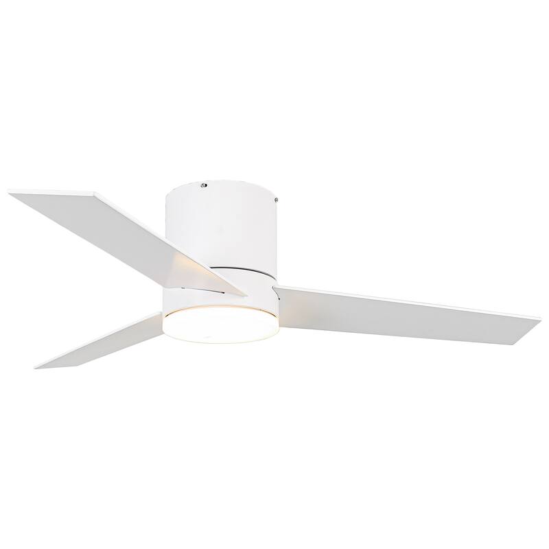 48 inch Modern 3-Blade Wooden Flush Mount Ceiling Fans with Light and Remote