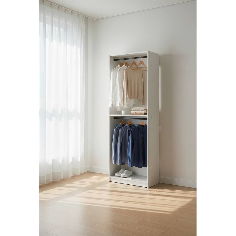 Prosper 32" White Wood Walk-in Closet with Two Rods - 31.4"W x 15.7"D x 83" H