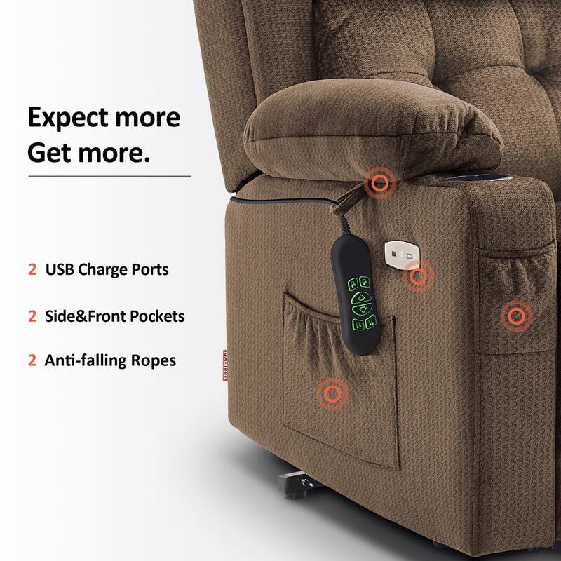 MCombo Lay Flat Lift Recliner with Power Headrest for Small Elderly People, Infinite Position Lift Chair, Fabric 7660