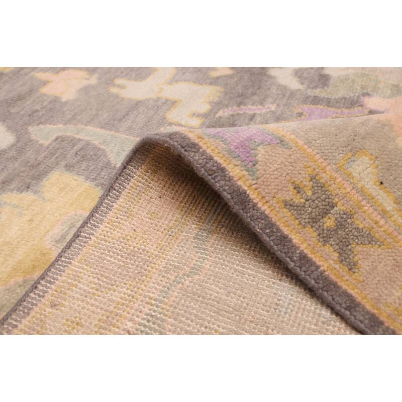 ECARPETGALLERY Hand-knotted Modern Oushak Dark Grey Wool Rug - 7'10 x 9'9