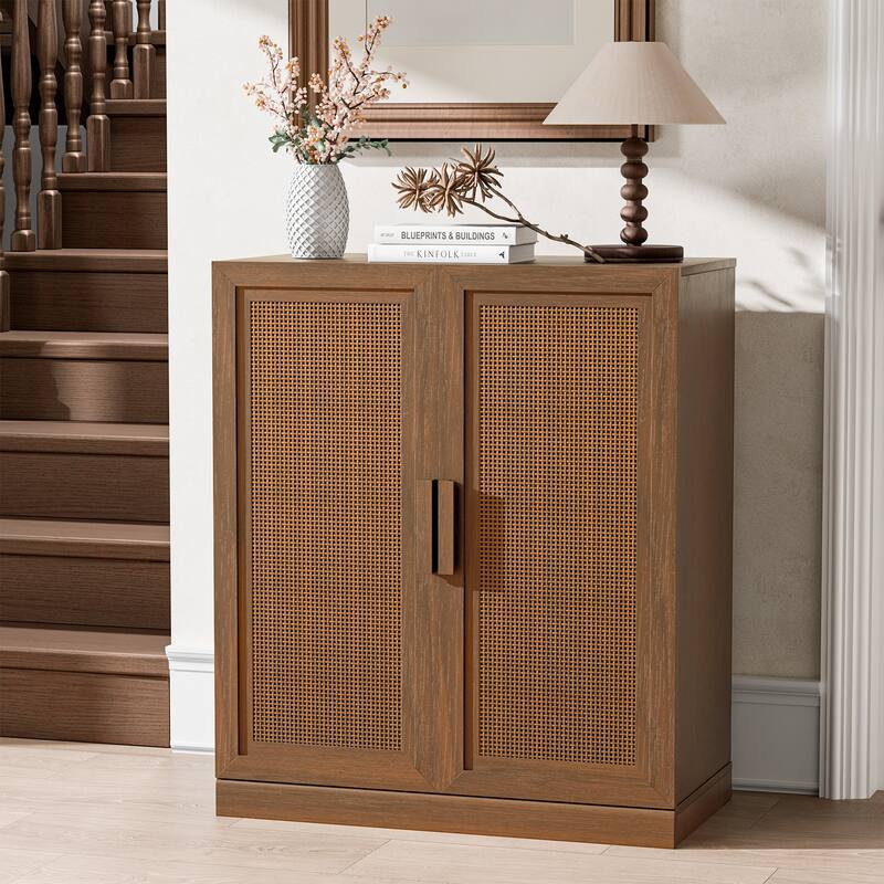 Modular Sideboard Cabinet with Storage Farmhouse Buffet Cabinet with Rattan Panels for Living Room Kitchen Dining Room Entryway