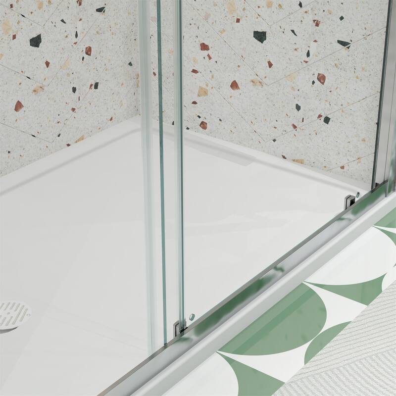 56"-60"W x 72"H Sliding Shower Door with 1/4" Tempered Glass