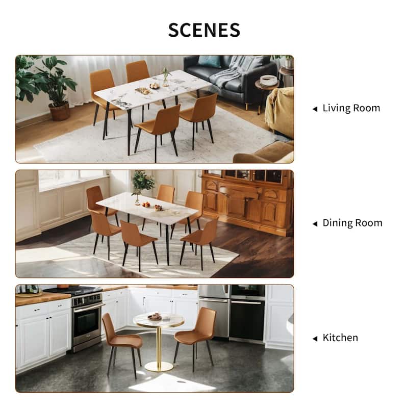 Dining Chairs 4PCS, Modern Kitchen & Dining Room Chairs, Upholstered Faux Leather Cushion Seat and Sturdy Metal Legs