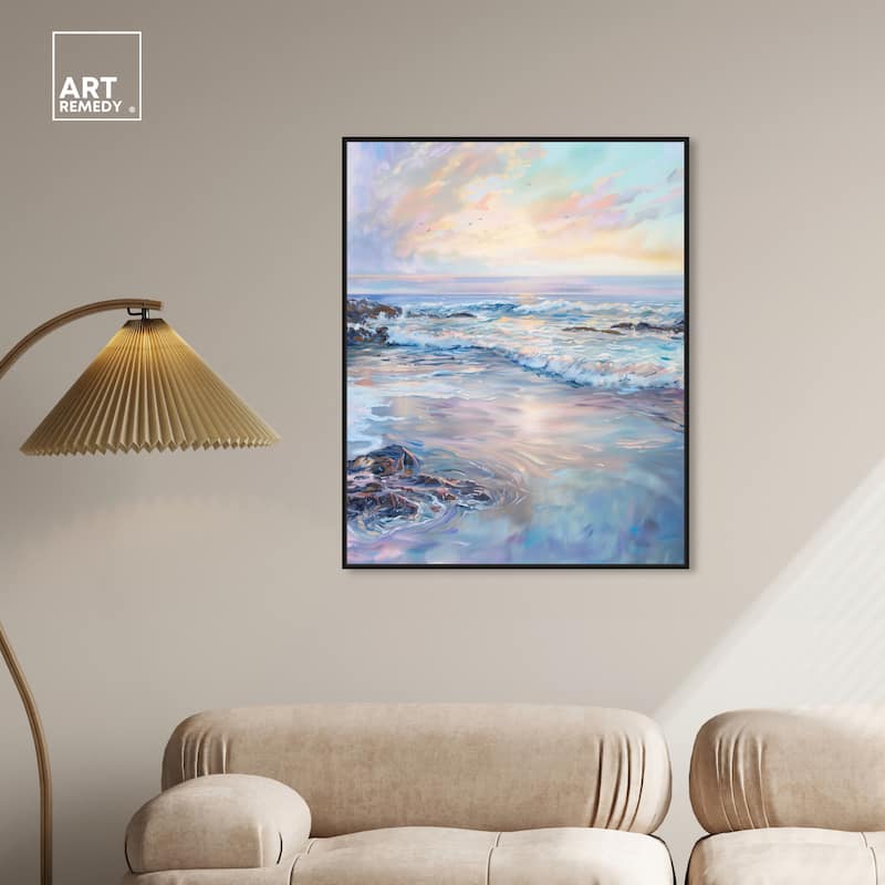 Art Remedy Dreamy Shoreline Framed Sailing 1 Piece Canvas Wall Art