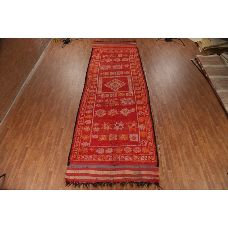 Tribal Moroccan Oriental Runner Rug Handmade Wool Carpet - 5'11"x 17'8"